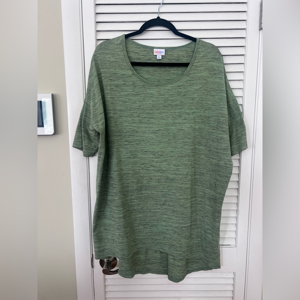 LuLaRoe Olive Green Heathered Short Sleeve Top